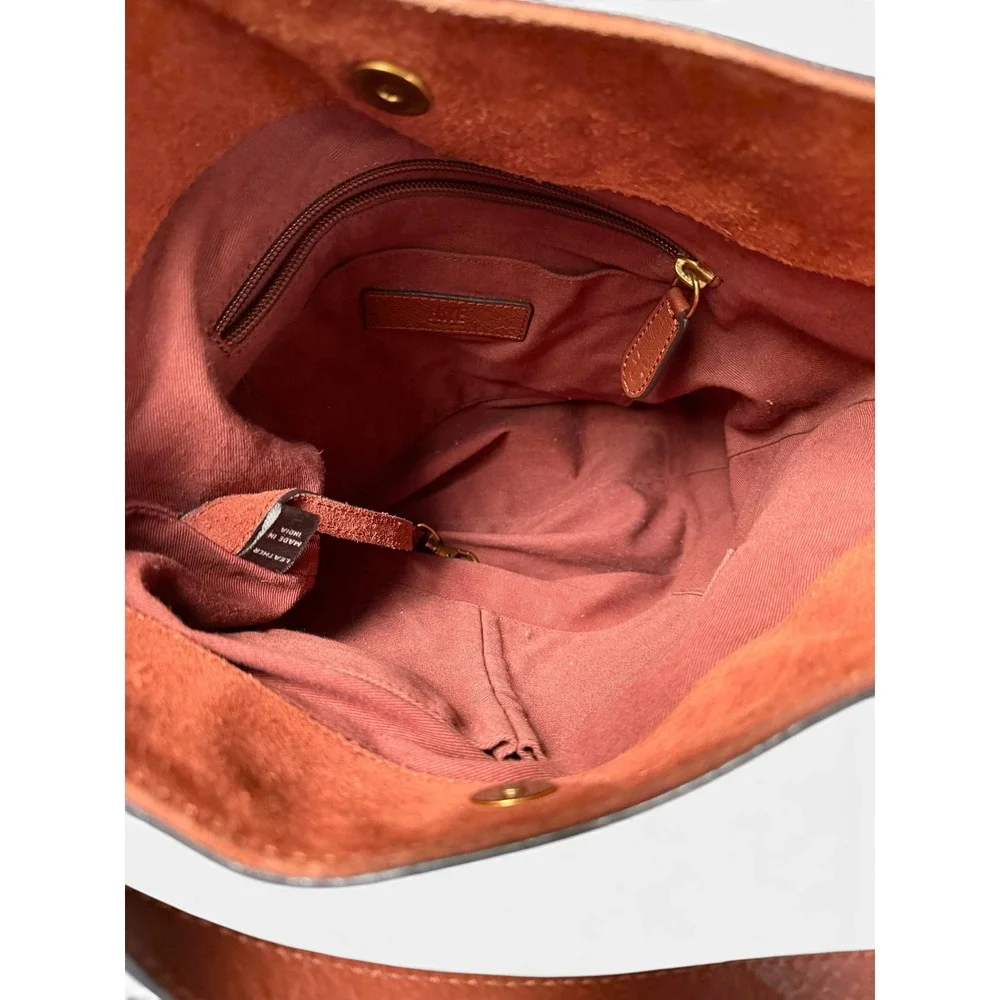 Frye Lena Hobo Bag Cognac Brown Leather Small Bucket Crossbody DB323
